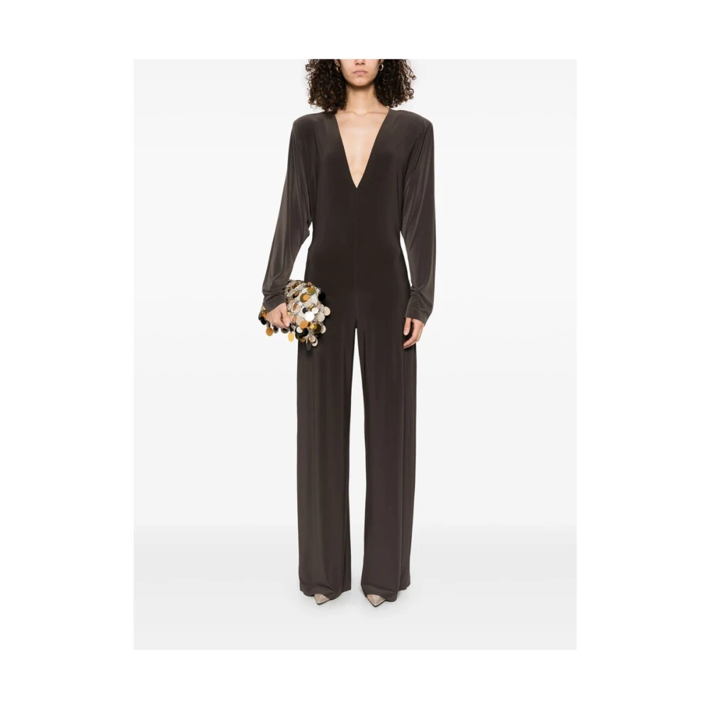 Norma Kamali Koffiebruine Gesp Sluiting Jumpsuit Brown Dames