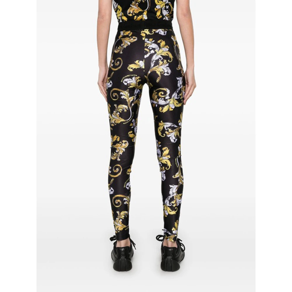 Versace Jeans Couture Barocco Print Leggings Zwart Goud Logo Multicolor Dames