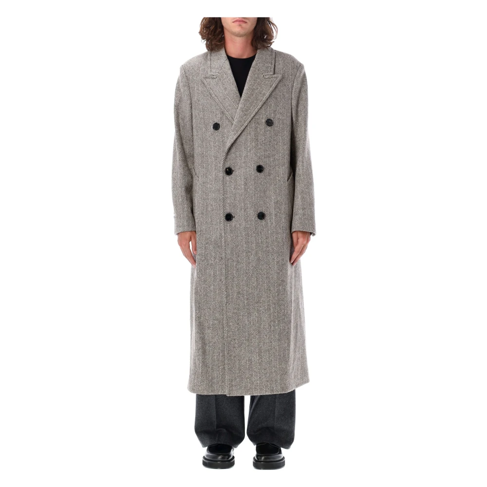 Ami Paris Dubbelbreasted wollen jas Koffie Aw24 Gray Heren