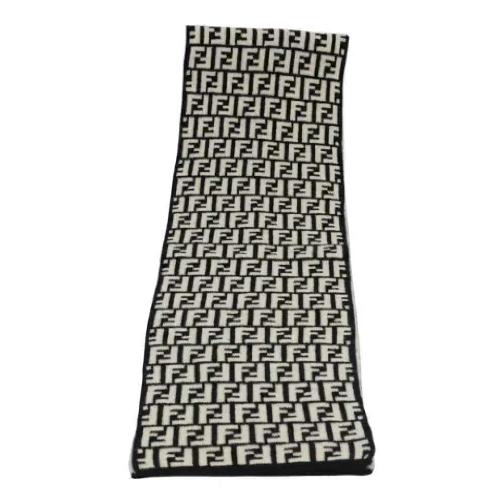 Fendi Vintage Pre-owned Wool scarves Black Dames