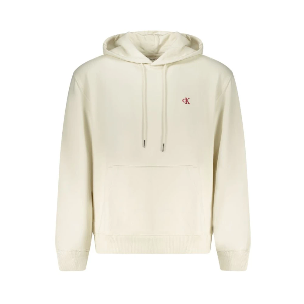 Calvin Klein Brushed Cotton Hoodie - Male - Hoodies - White - 2XL - Sweatshirts & Hoodies