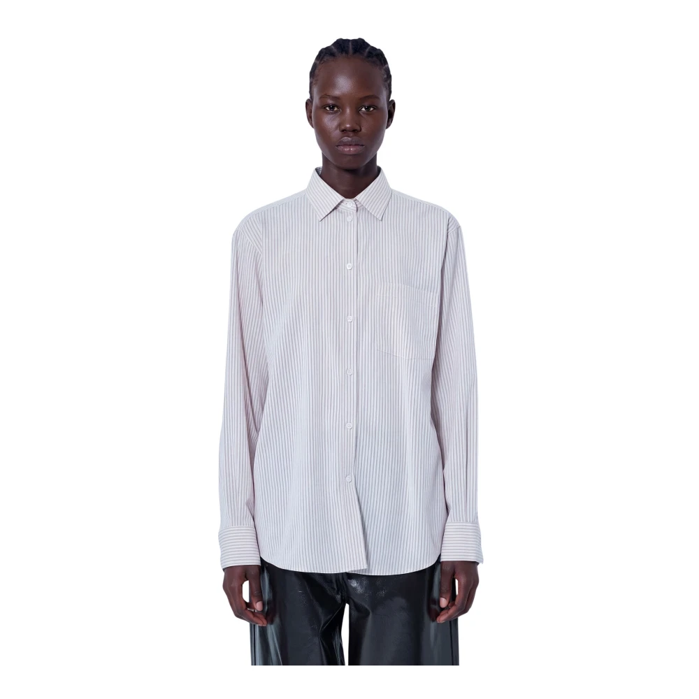 Róhe , Shirts, Female, Pink, S, Classic Fit Stripe Button-Up Shirt - Image 3
