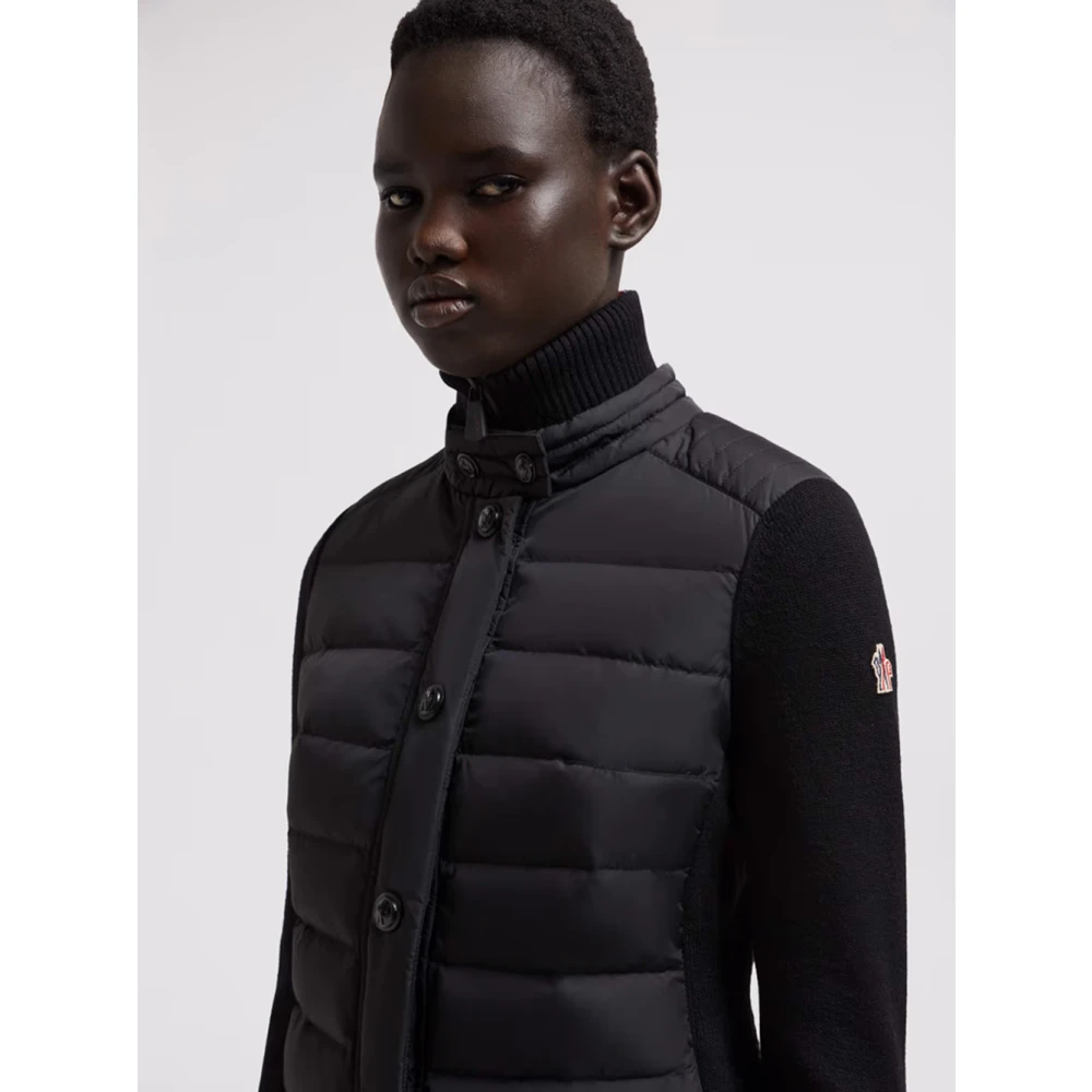 Moncler Zwarte Wol Regenjas Black Dames