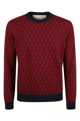 Geometric Pattern Crew Neck Sweater