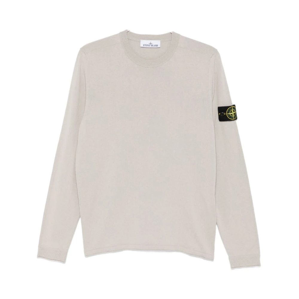 Stone Island Men's Gray Round-Neck Knitwear, S, Crew Neck Jumper