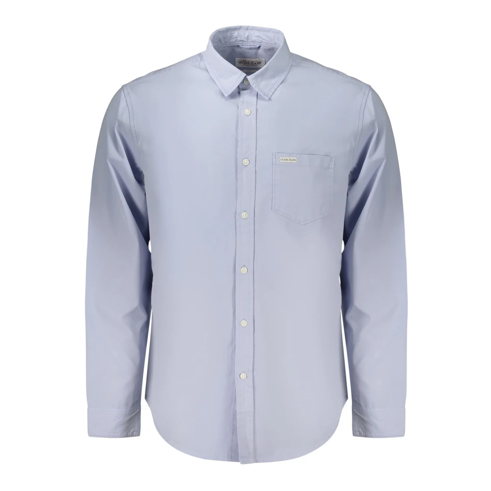 Guess , Casual Shirts, Male, Blue, 2XL, Slim Fit Long-Sleeved Shirt