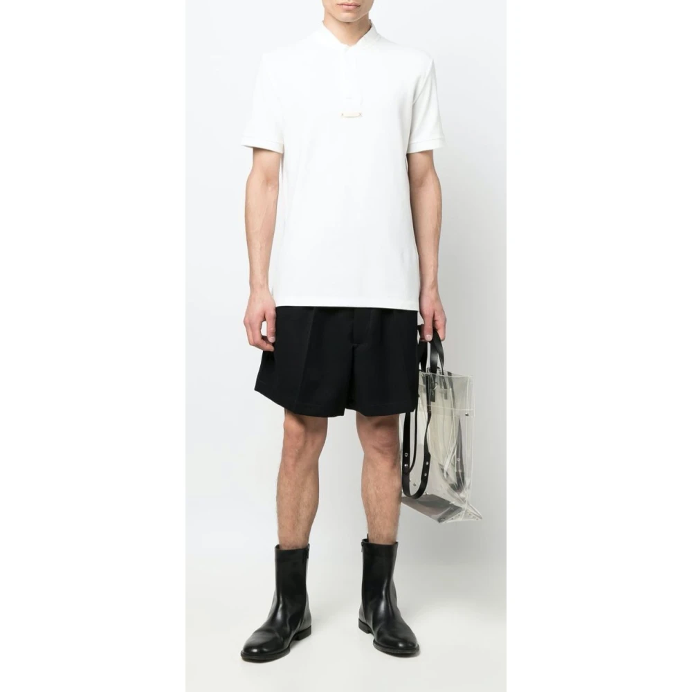 Maison Margiela Witte Katoenen Kraagloos Poloshirt White Heren