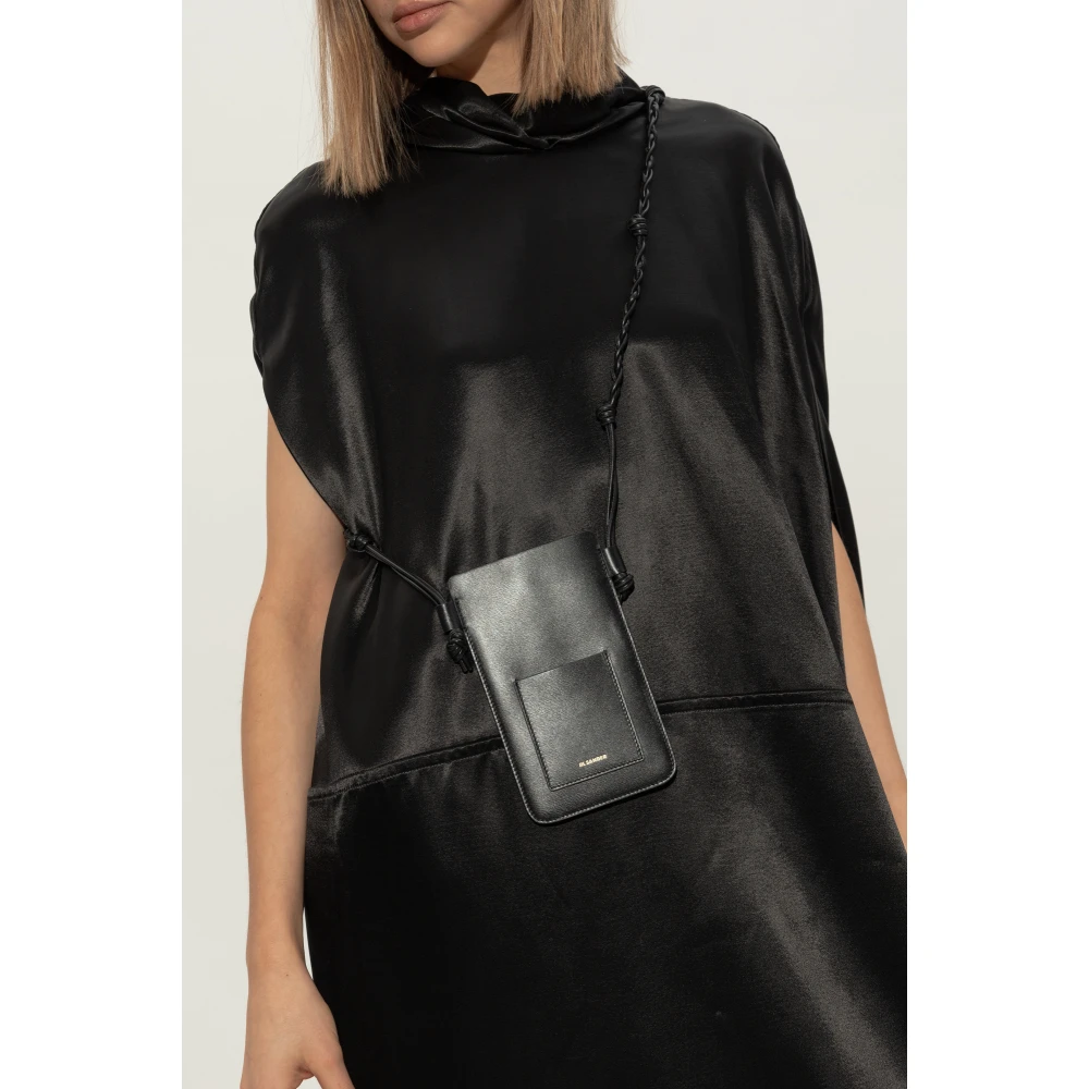 Jil Sander Leren telefoonhoes Black Dames