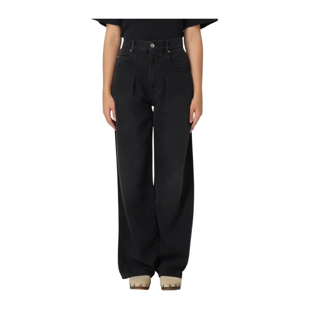 Isabel Marant Women's Black Pleated Denim Jeans