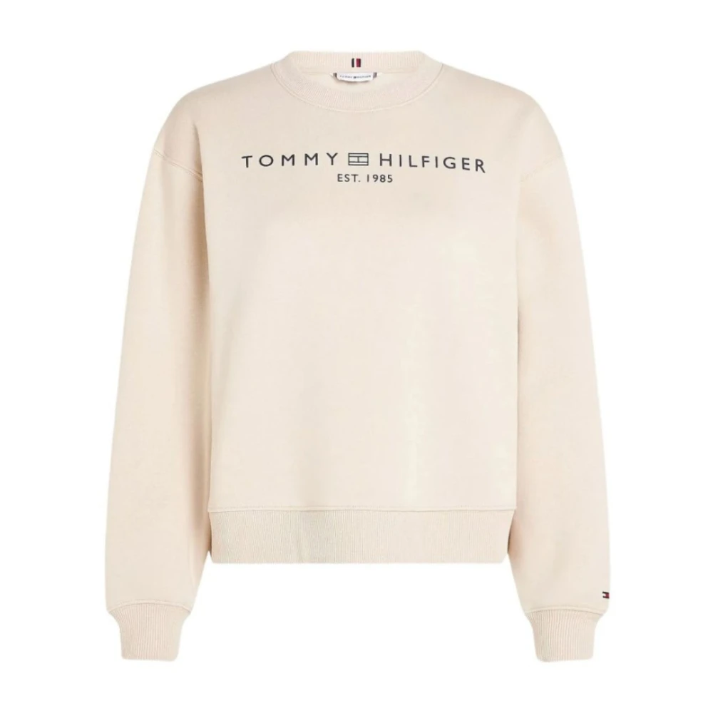 Tommy Hilfiger Moderne Logo Crew Neck Sweatshirt Beige Dames