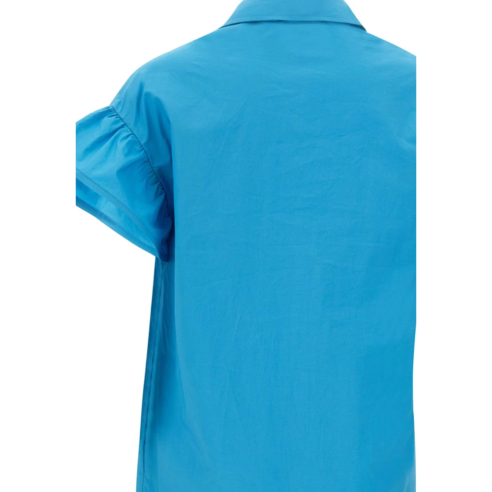 Kaos Turquoise Katoenen Jurk met Ruches Blue Dames
