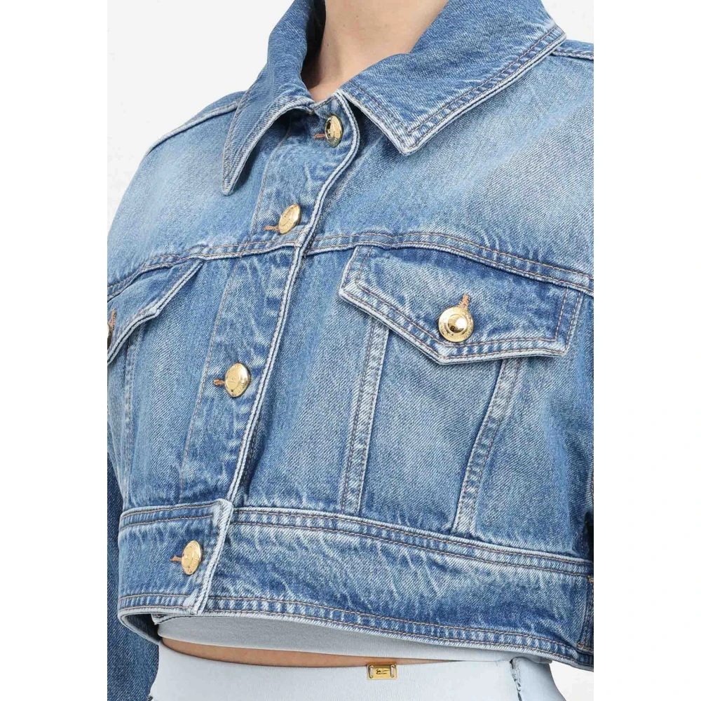 Elisabetta Franchi Blauwe Denim Jas Casual Chic Look Blue Dames