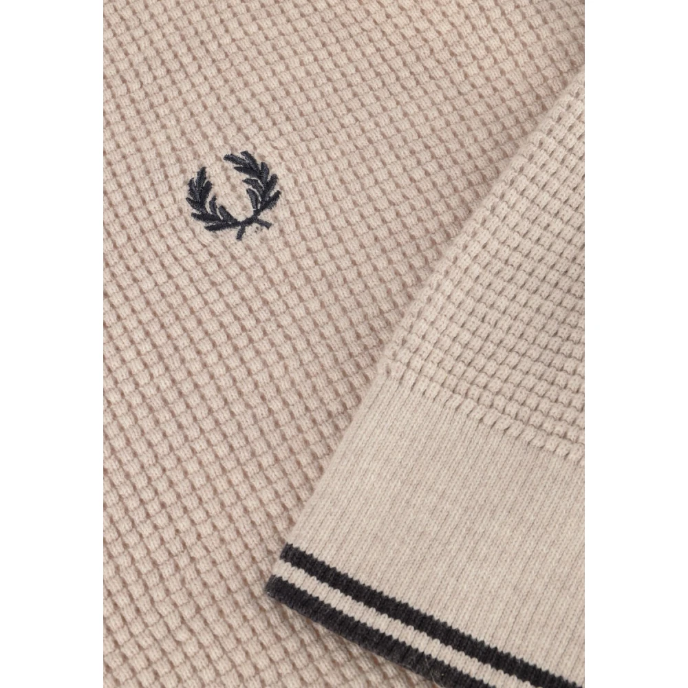 Fred Perry Waffle Stitch Crew Neck Jumper Beige Heren
