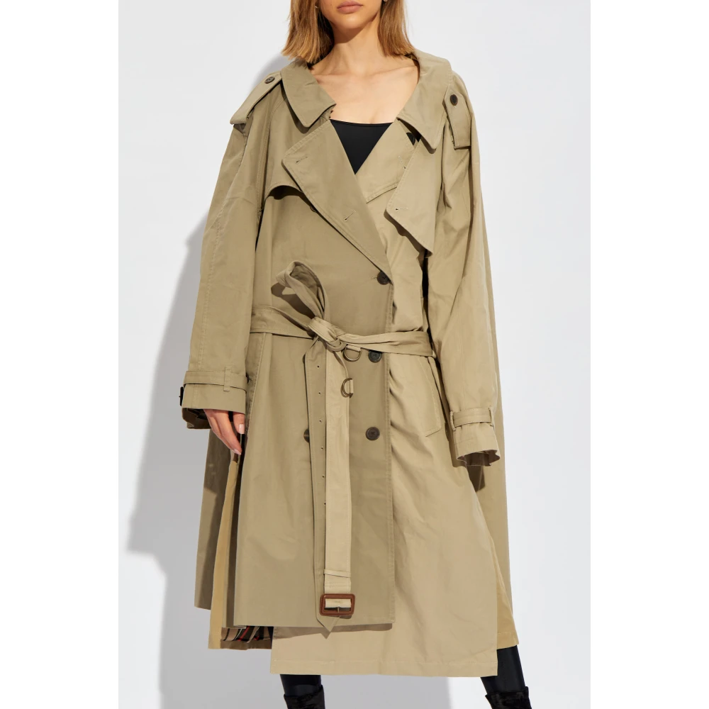 Balenciaga Trench Coat met strikken Beige Dames