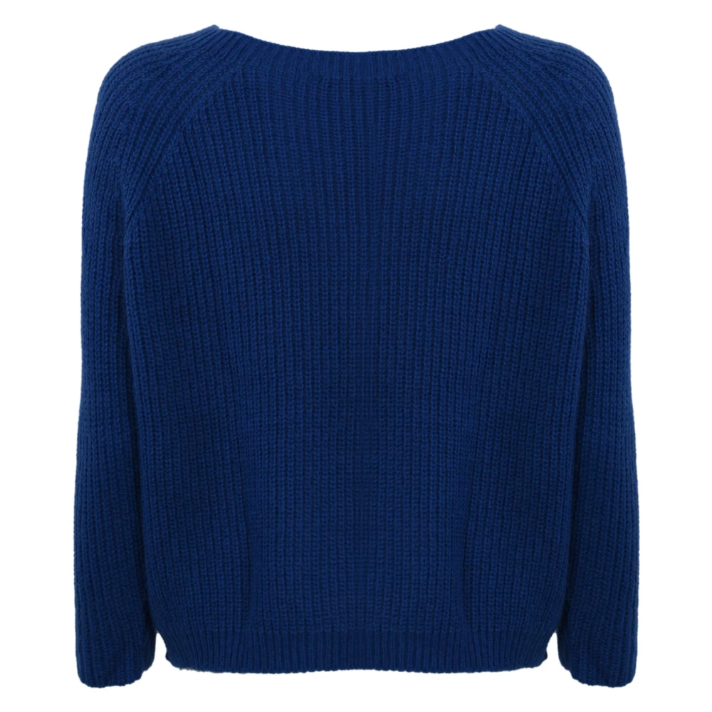 Max Mara Weekend Blauwe Mohair Trui Raglan Mouwen Blue Dames