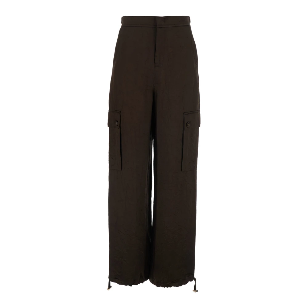 Twinset Donna Marrone - Pantaloni A Gamba Larga - Trousers - S