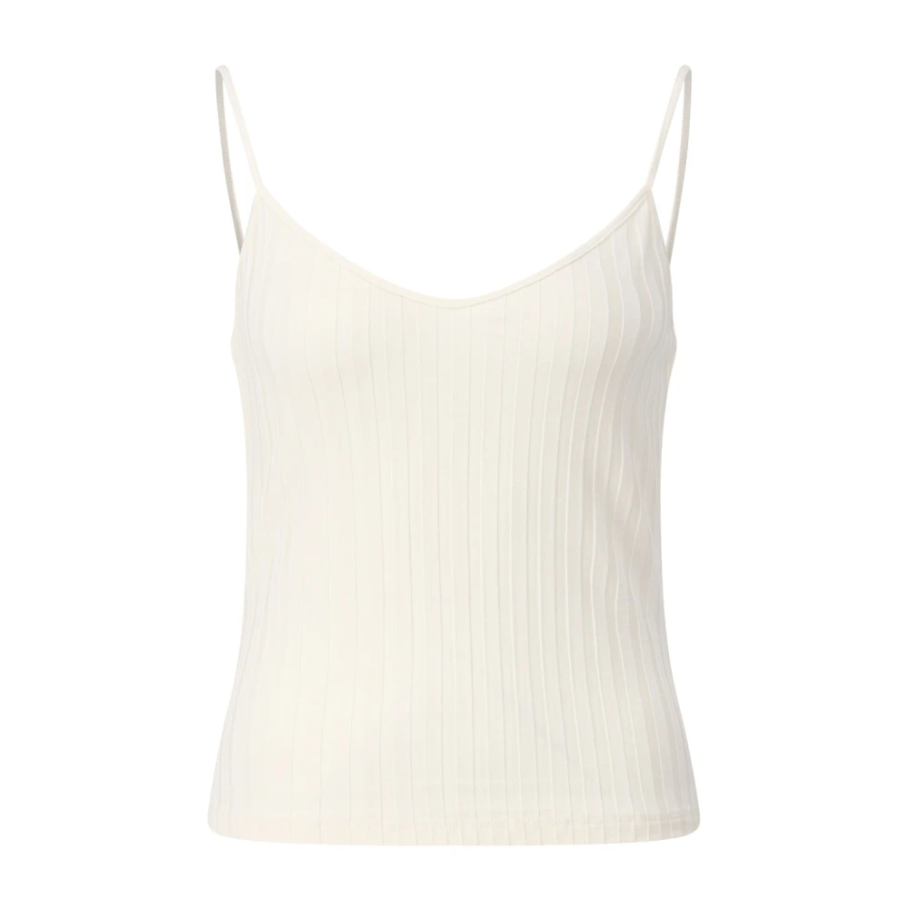 Vince Geribbeld V-hals Top Beige Dames