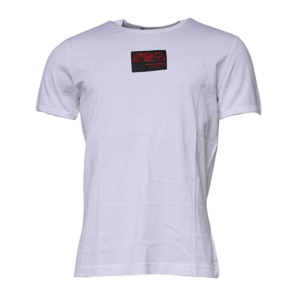 Dolce & Gabbana Grafische Print Katoenen Crew Neck T-shirt White Heren