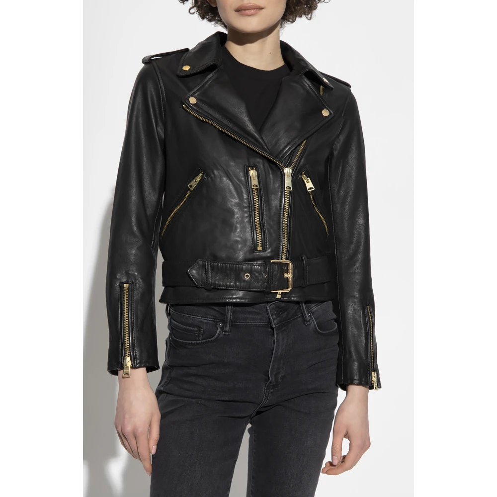 AllSaints Leren Jas Black Dames