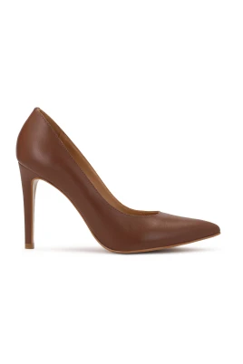 Bruna spetsiga pumps