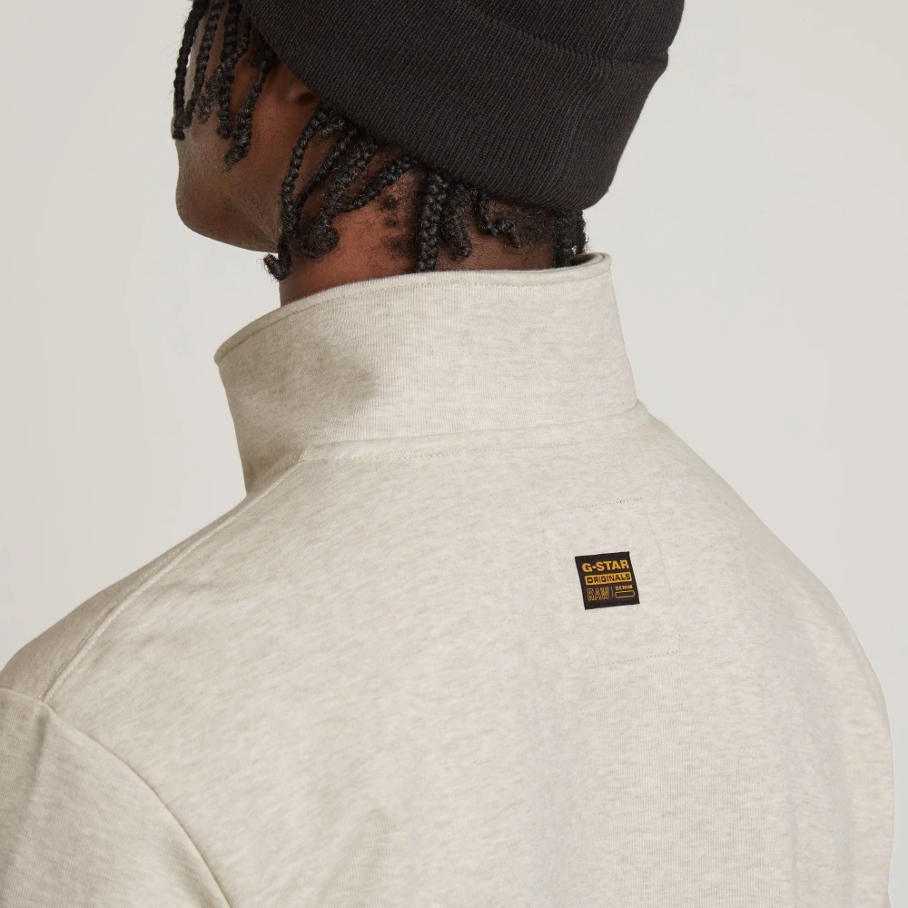G-Star Sweater met ritssluiting en ribmouwen White Heren