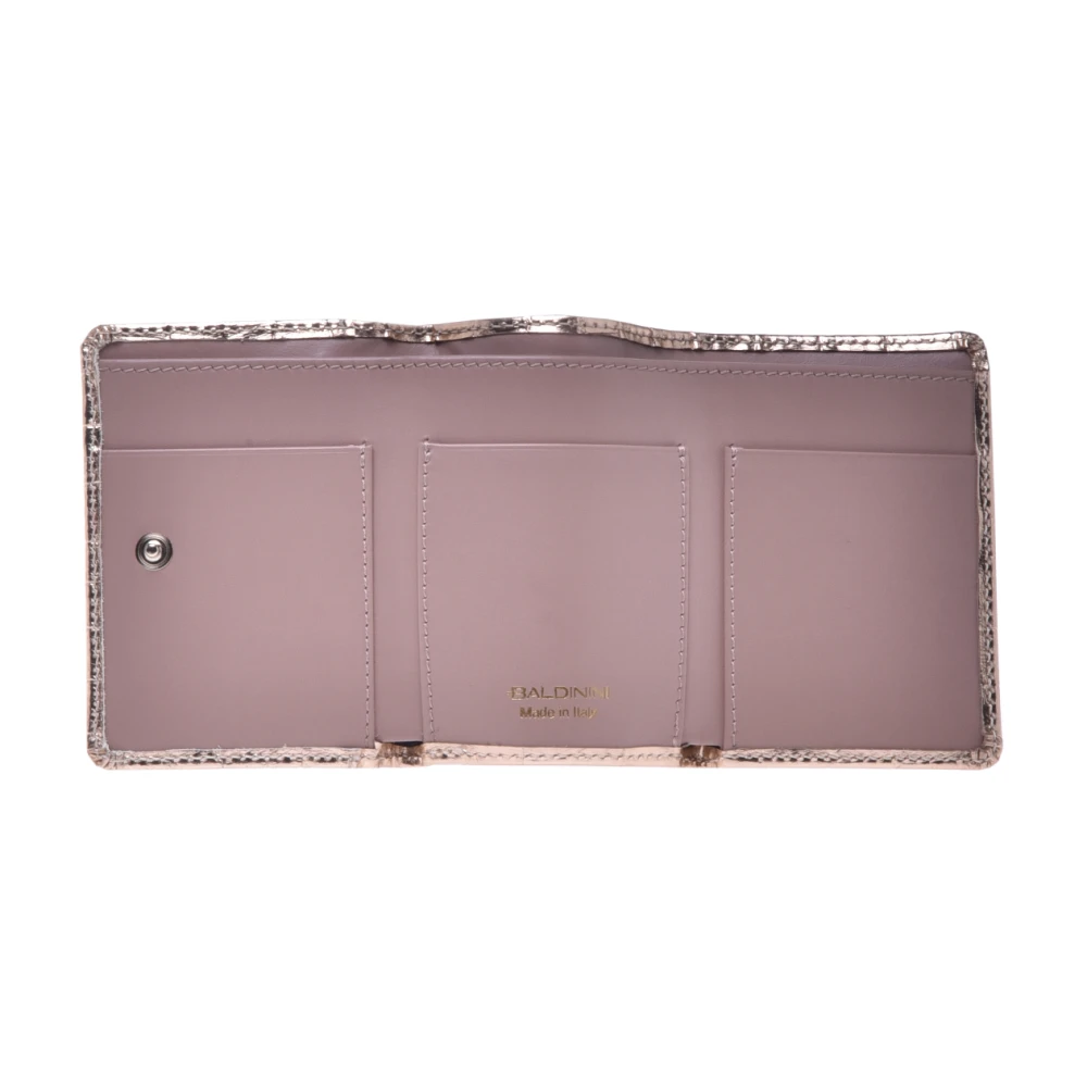 Baldinini Portemonnee van goud gelamineerd leer met krokodillenprint Pink Dames