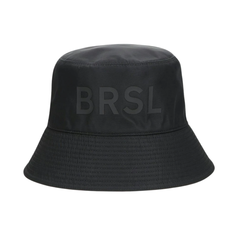 Borsalino Waterdichte Nylon Bucket Hat met Borduursel Black Unisex