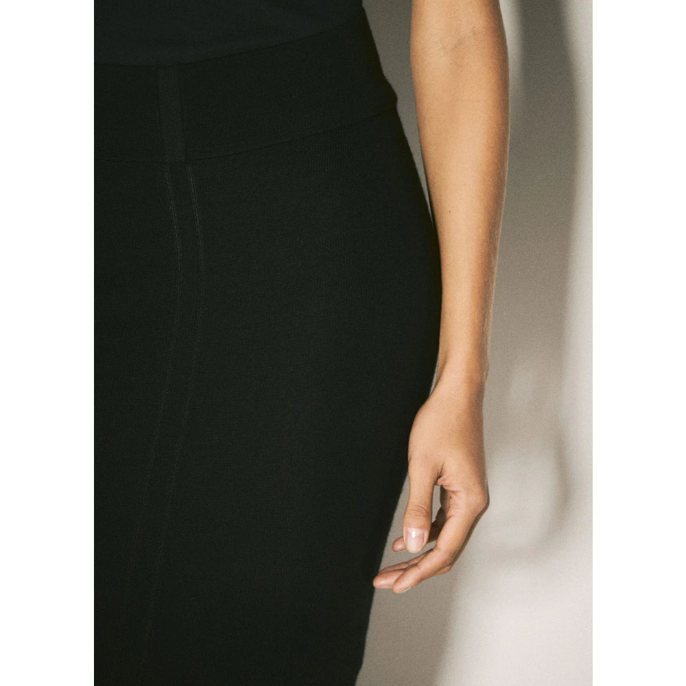 Rick Owens Peplum Gebreide Midi Rok Black Dames