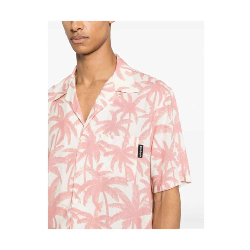 Palm Angels Off-White Overhemd met Palmboomprint Pink Heren