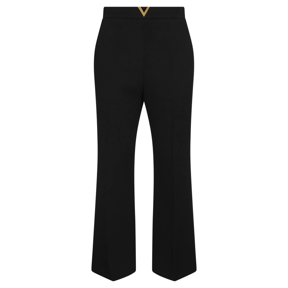 Valentino Black Wool Crepe Trousers - Female - Cropped Trousers - L - Trousers