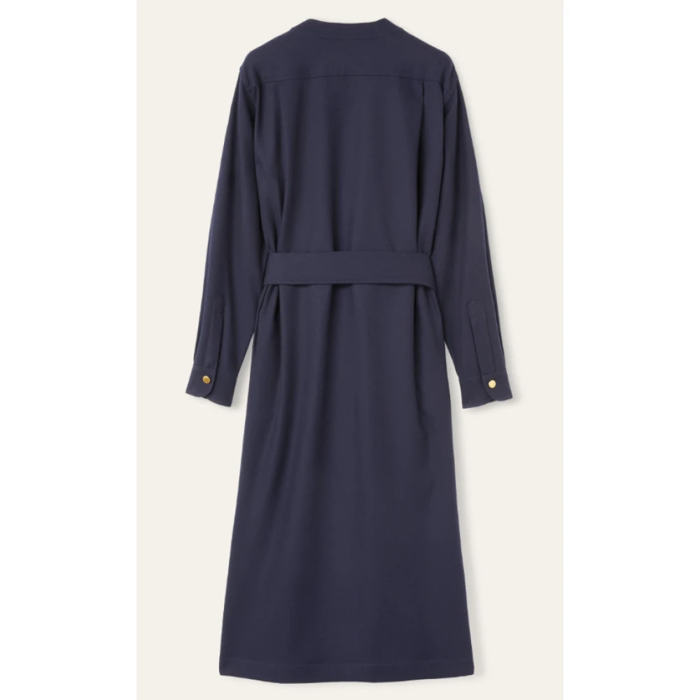 Loro Piana Blauwe Wollen Jurk met Ronde Hals Blue Dames