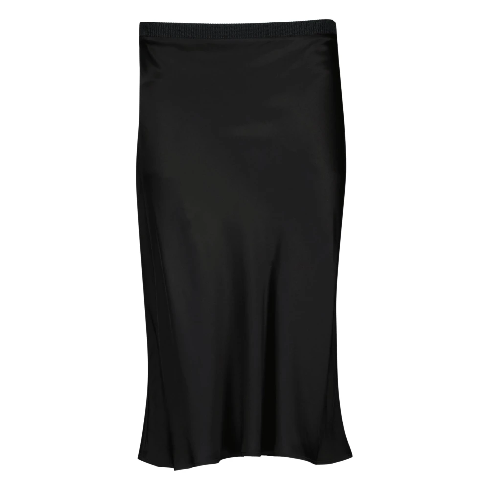 Ami Paris Women's Black Satin-Effect Midi Skirt - Midi Skirts - M - Skirts