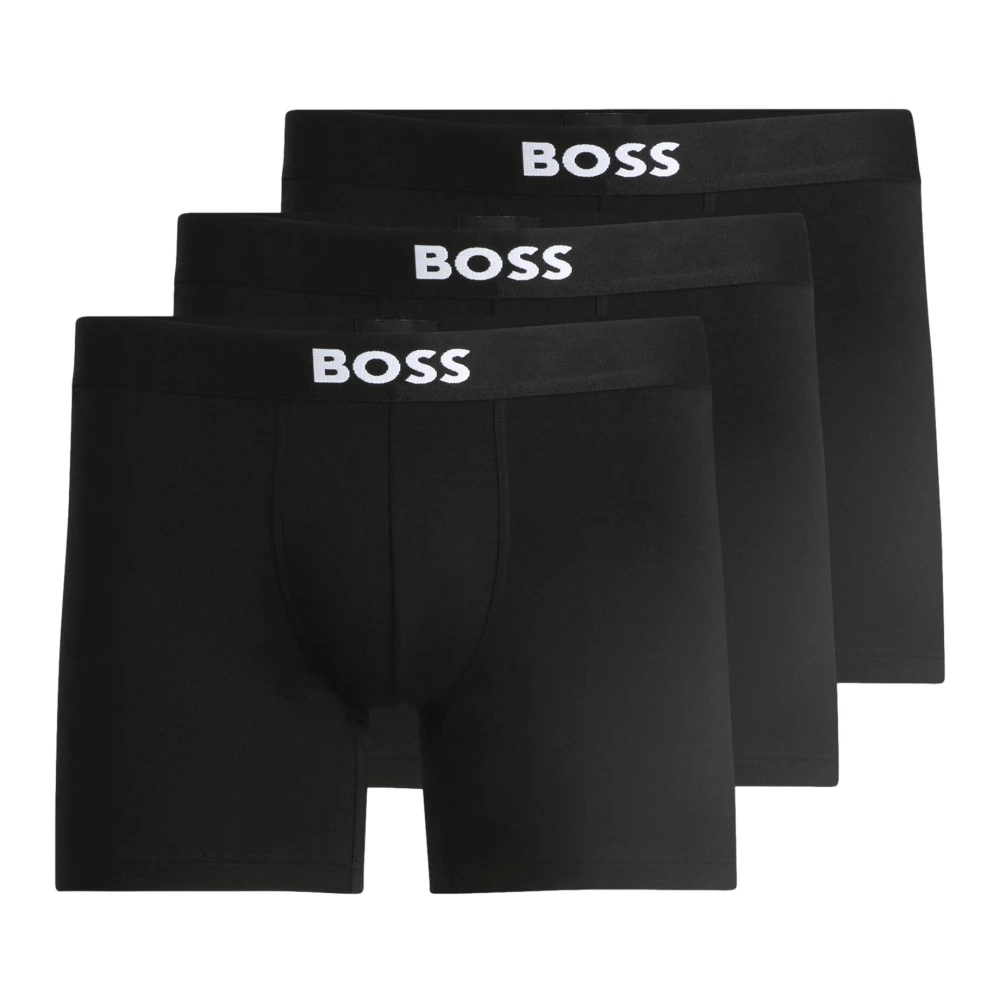 Hugo Hombre Negro - Boxers De Algodón Elástico Pack De 3 - Underwear - M - Boxers De Algodón Elástico Pack De 3