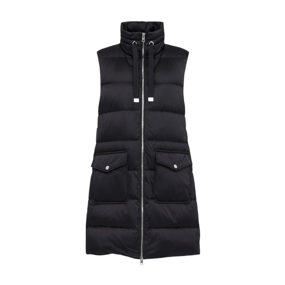 Liu Jo Women's Black Longline Padded Vest, Waistcoats, L, Jackets