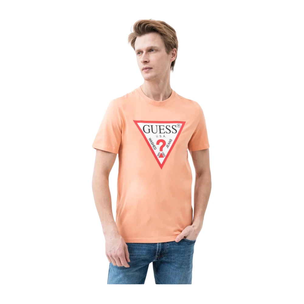 Guess Iconique slim fit logo T-shirt Orange Heren