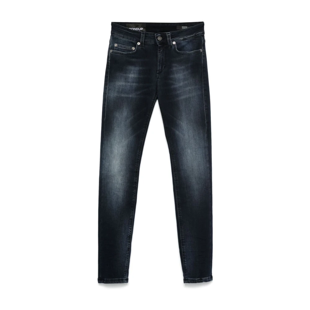 Dondup Blauwe Skinny Jeans met Whiskering Effect Blue Dames