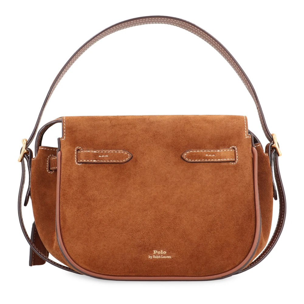 Polo Ralph Lauren Brown Handbags, Female, One Size, Suede Handbag With Leather Charm