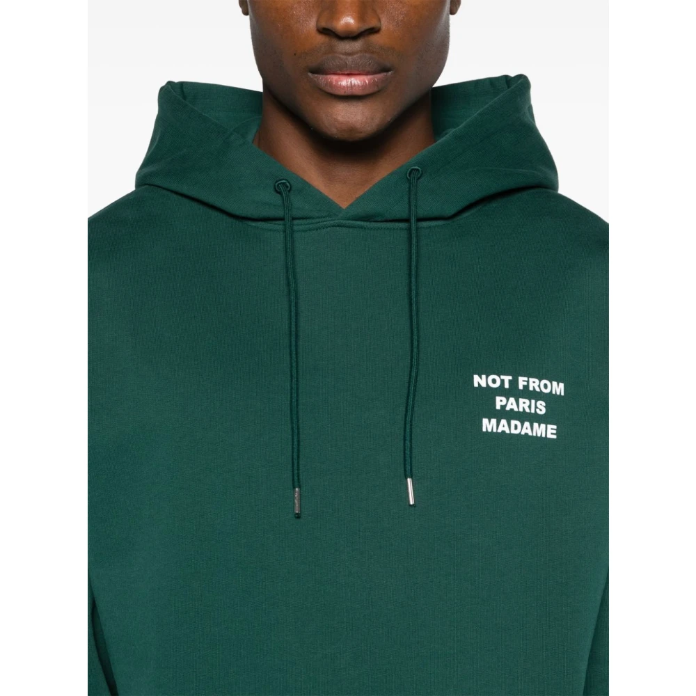 Drole de Monsieur Groene Logo Hoodie Katoen Bedrukt Green Heren