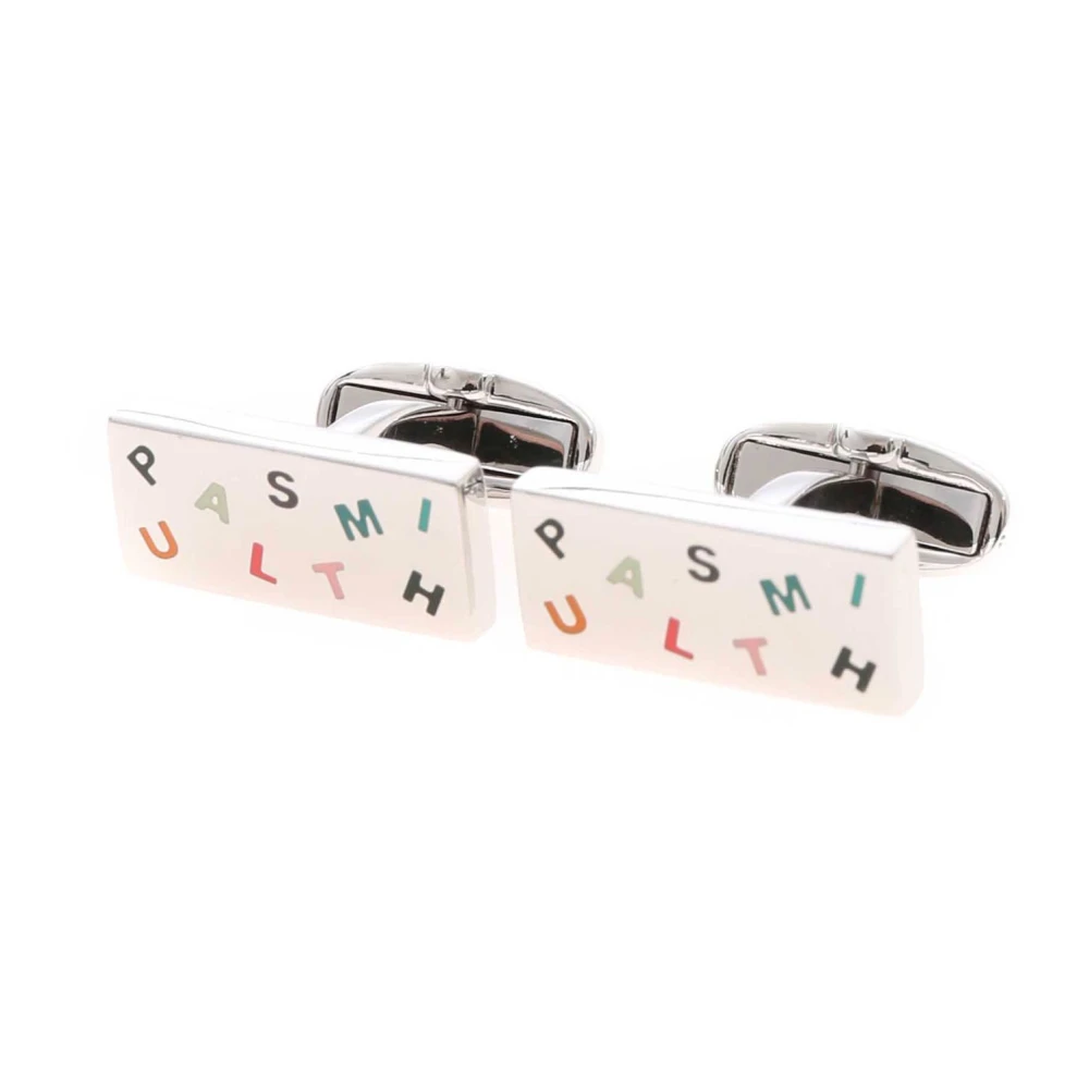 Paul Smith Multifärgade Bokstäver Logotyp Silver Manschettknappar Multicolor, Herr