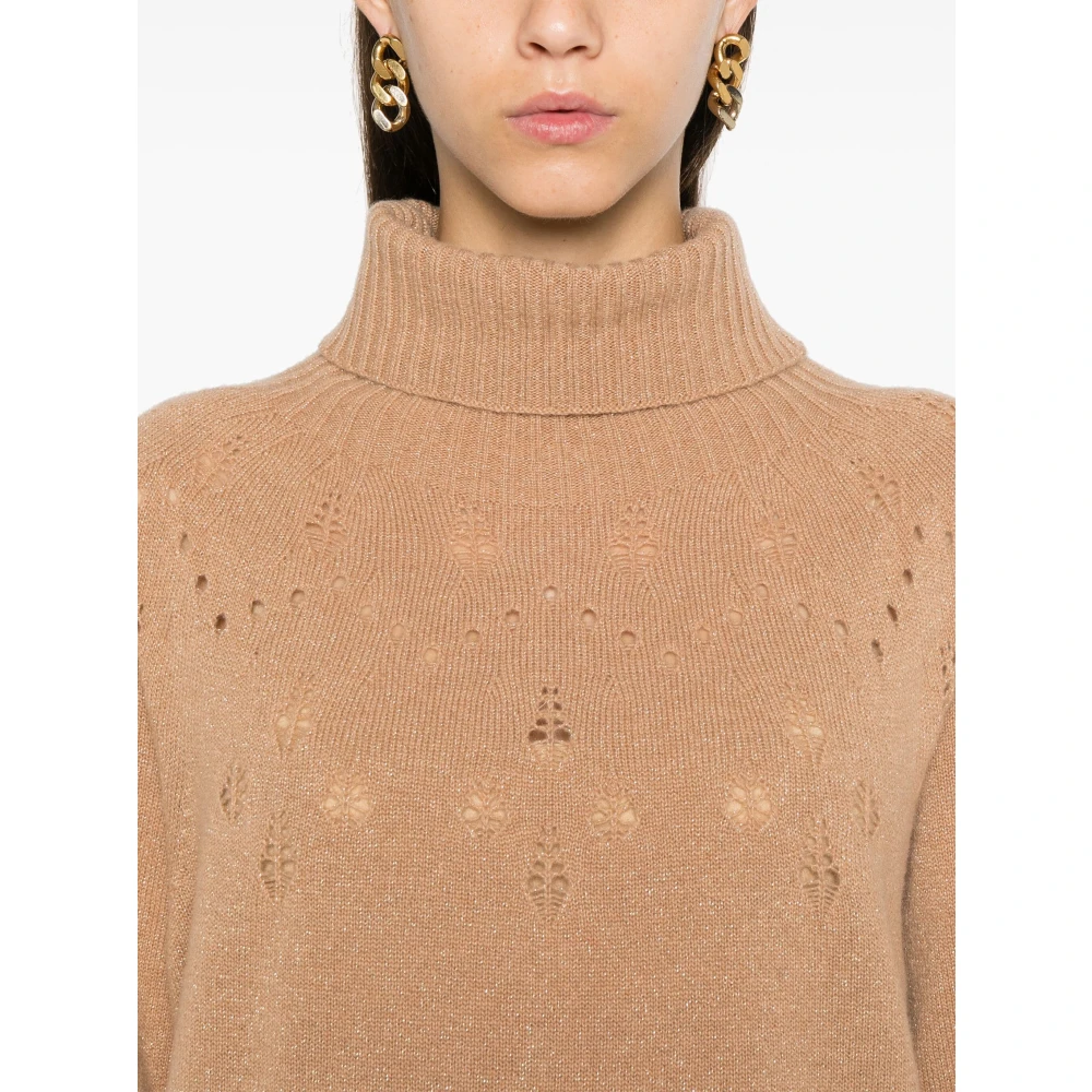 Twinset Luxe Coltrui met Gouden Details Brown Dames