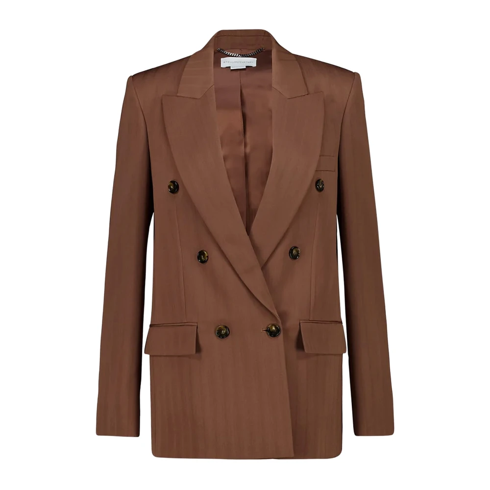 Stella Mccartney Women's Brown Blazers, 2XS, Oversized Pinstripe Double-Breasted Blazer