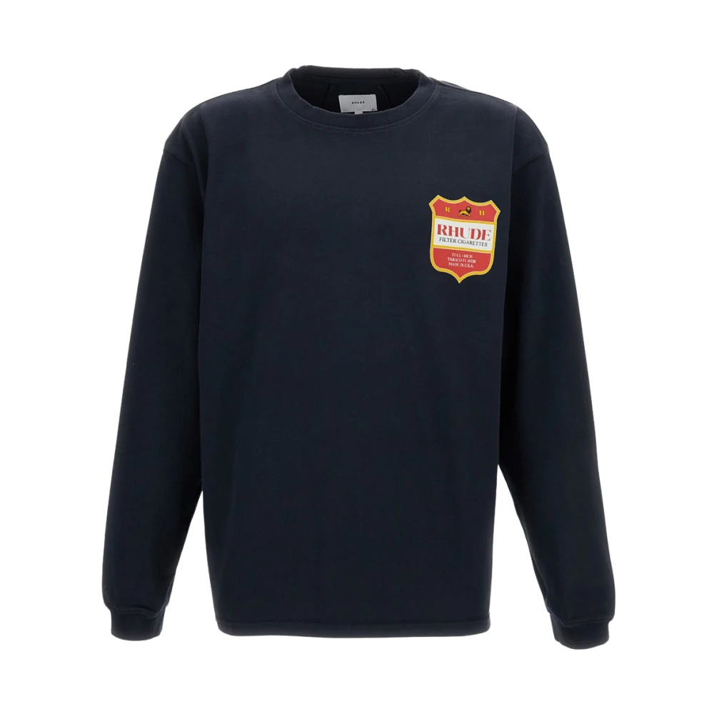 Rhude Hombre Negro - Camiseta De Manga Larga Con Cuello Redondo - Tops - S