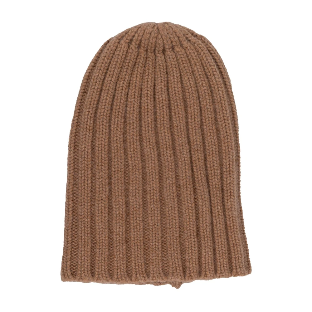 Laneus Geribbelde kasjmier unisex hoed Brown Dames