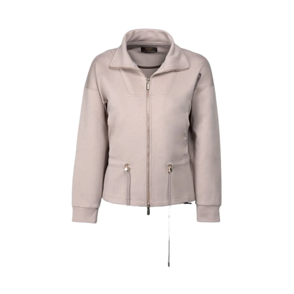 Moorer Women's Beige Zip-Throughs, M, Derice Zip-Up Sweatshirt
