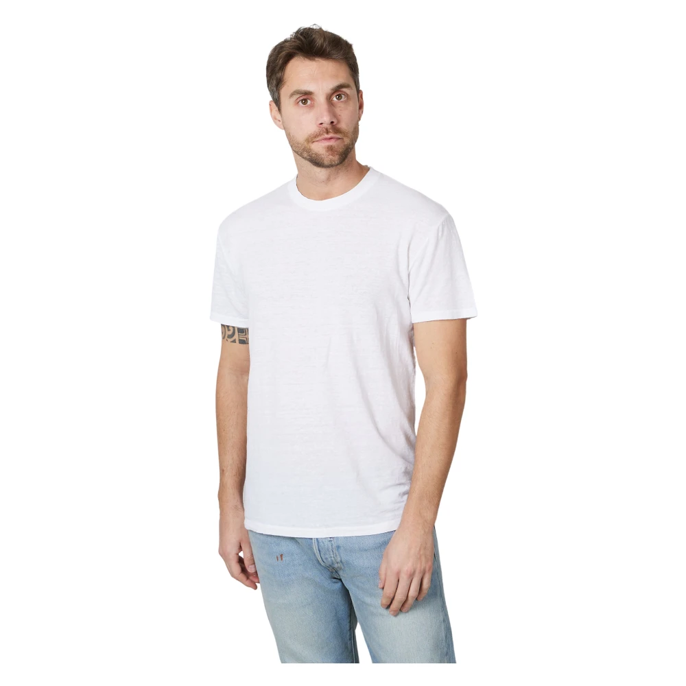 Amaránto Witte T-shirt met Korte Mouwen van Linnenmix White Heren