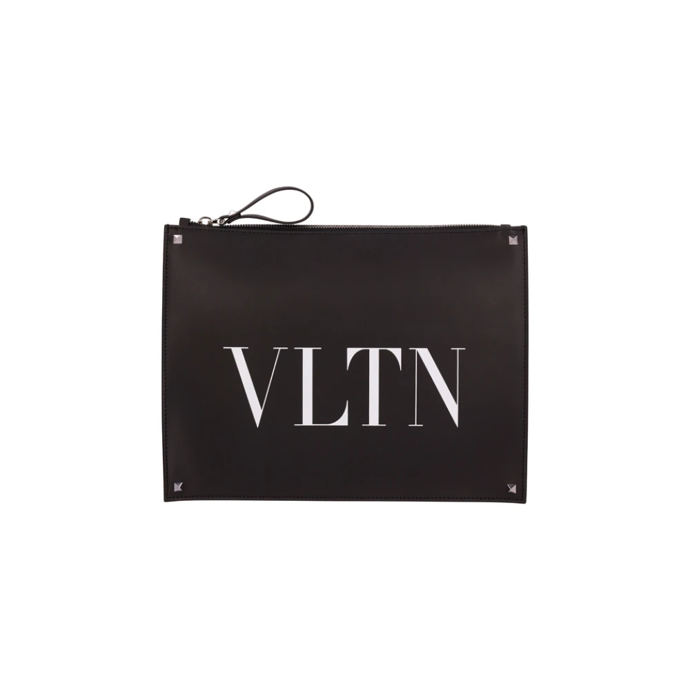Valentino Garavani Women's Black Rockstud Vltn Logo Printed Clutch Bag