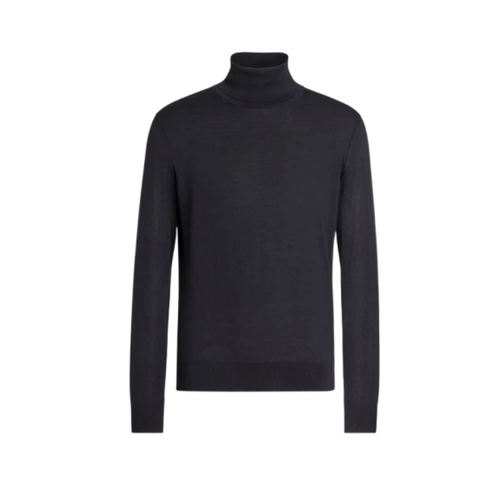 Ermenegildo Zegna Luxe Cashmere-Zijde Turtleneck Trui Black Heren