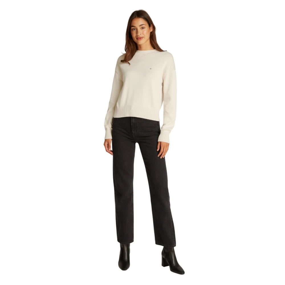 Calvin Klein Grijze trui met regeneratief katoen Beige Dames