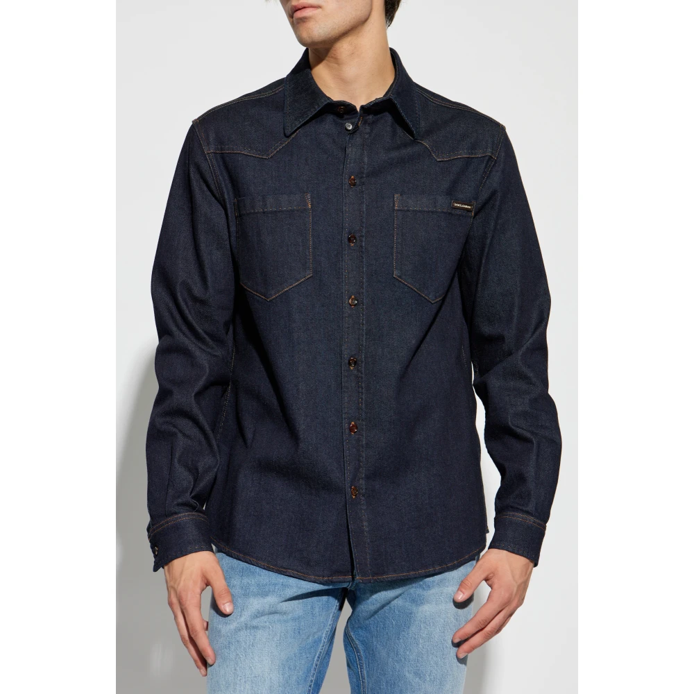 Dolce & Gabbana Denim overhemd Blue Heren
