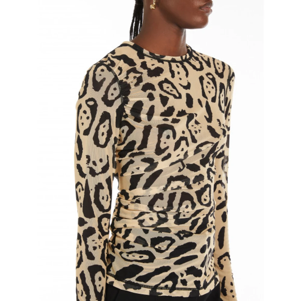 Max Mara Dierenprint Tule Longsleeve T-shirt Brown Dames